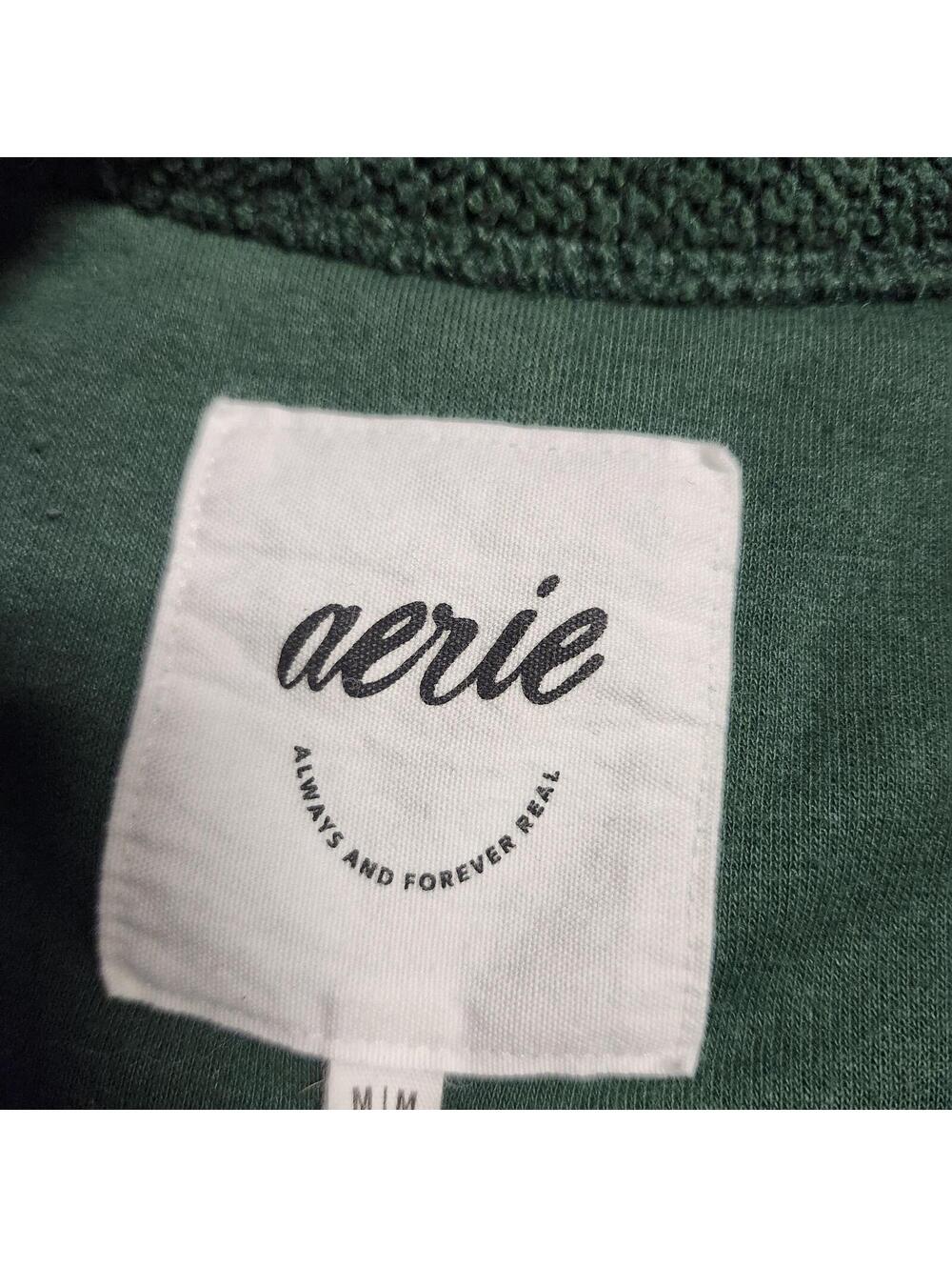 aerie Green Medium Fleece Panel Sweatshirt Pullover - Picture 6 of 9